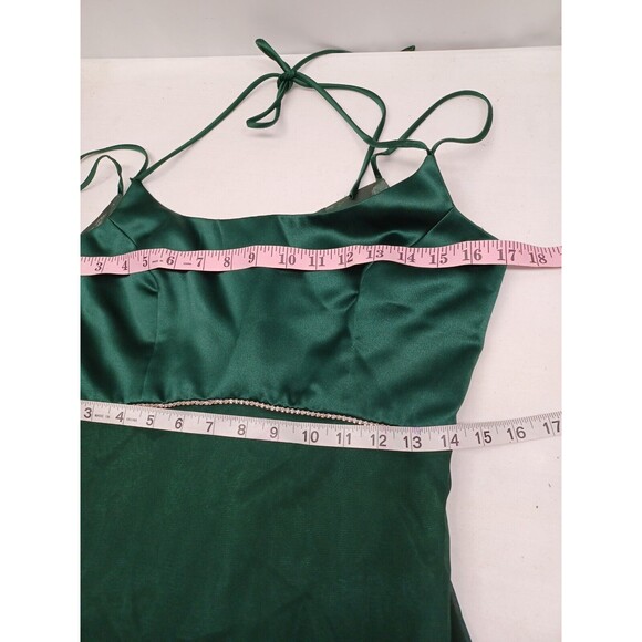 Alfred Angelo Ballgown Formal Green Dress Spaghetti Strap Halter Neck Sz 7/8 - Picture 10 of 12